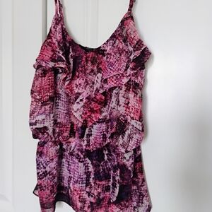 Guess Pink and Purple Ruffle Camisole
